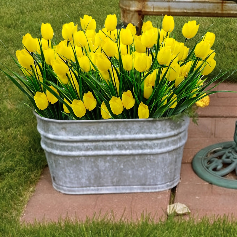 Set van 6 Bundels Kunst Tulpen – UV-bestendig en Realistisch voor Tuin- en Interieurdecoratie