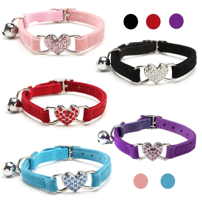 Sparkling Heart Kattenhalsband – Voeg een Luxueuze Touch Toe aan de Look van je Kat