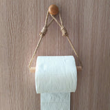 Rustieke Toiletpapierhouder – Macramé Touw en Houten Stok voor Badkamer