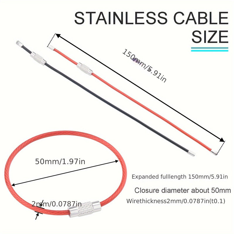 Stalen Kabel Keychains Set – Duurzame Sleutelhangers voor Reizen en Buitenactiviteiten