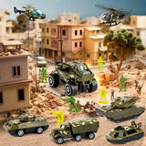 ArmyForce 14-in-1 Militaire Speelgoedset - Vrachtwagen met Tanks, Soldaten en Geluidseffecten