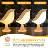 LED Vogel Lamp met Aroma Diffuser – USB Oplaadbare Nachtlamp en Leeslamp met 3 Kleur Temperaturen