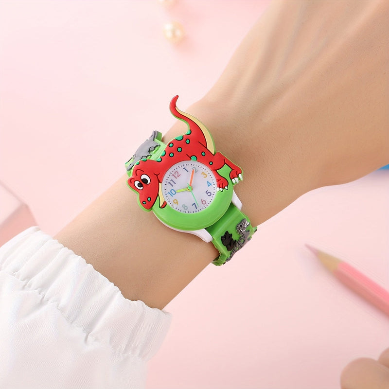 Dinosaurus Kinderhorloge voor Kinderen - Leuke Cartoon Tyrannosaurus Rex met Siliconen Band