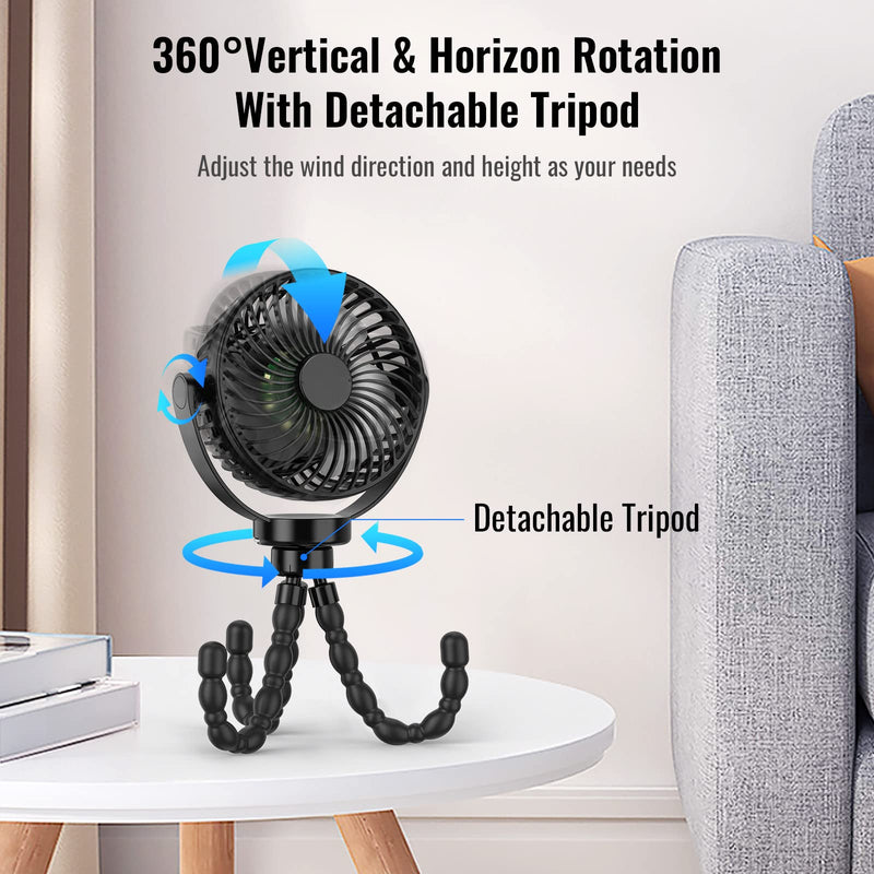 Draagbare kinderwagenventilator met 8000mAh accu