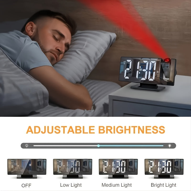 Digitale Spiegel Wekker met Projectie – Groot LED Display en Multifunctionele Alarmfunctie