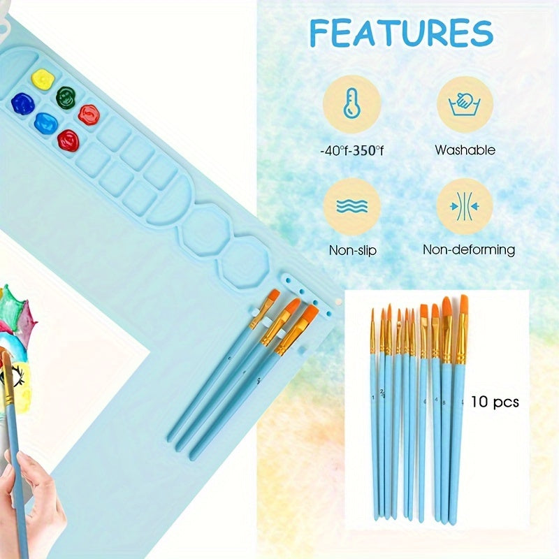 Siliconen Schildermat met Palet en Penseelhouder – Duurzaam en Flexibel