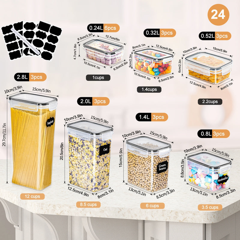 24-Delige Premium Keukenopbergset – Praktisch en Overzichtelijk