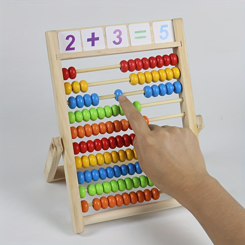 Educatieve Houten Rekenkast – Leer Optellen en Aftrekken met Kleurrijke Kralen