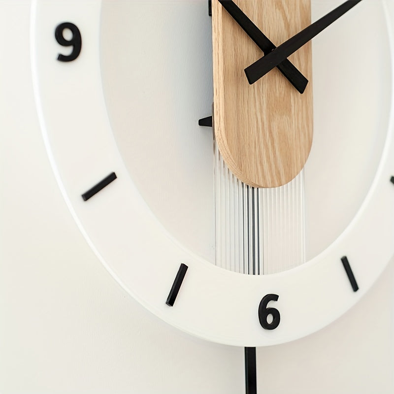 Creatieve Pendule Wandklok van Hout en Acryl – Stijlvol en Stille Decoratie