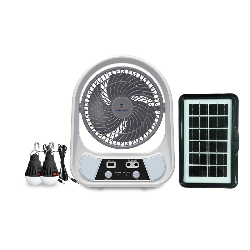 Draagbare Zonne-energie Ventilator en Nachtlamp – Multifunctioneel en Oplaadbaar
