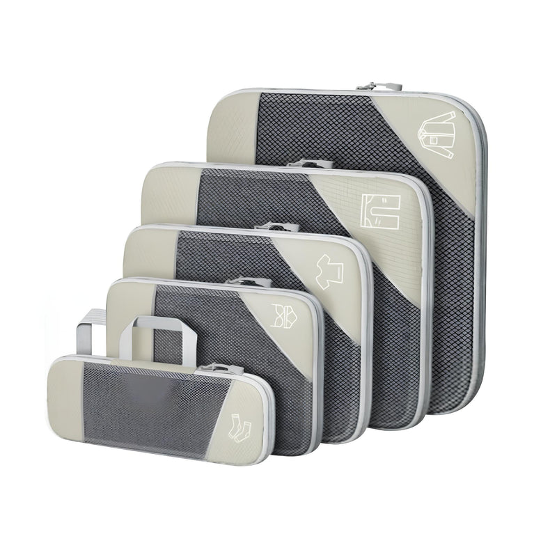 Compressie Reisorganisers | Slimme Inpakoplossing | Ruimtebesparende Bagage Cubes | Perfect Voor Vakanties & Zakenreizen | 5-delige Set | Lichtgewicht & Duurzaam | Maximale Ruimtebesparing | Avontuurlijke Reiskompanen