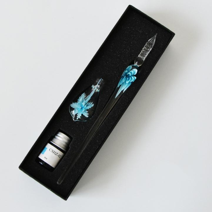 Glas Kalligrafie Stiftset met Inkt en Stiftstandaard