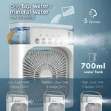 3-in-1 Luchtkoeler, Luchtbevochtiger & Luchtreiniger – Draagbare Airco voor Binnengebruik met LED Licht
