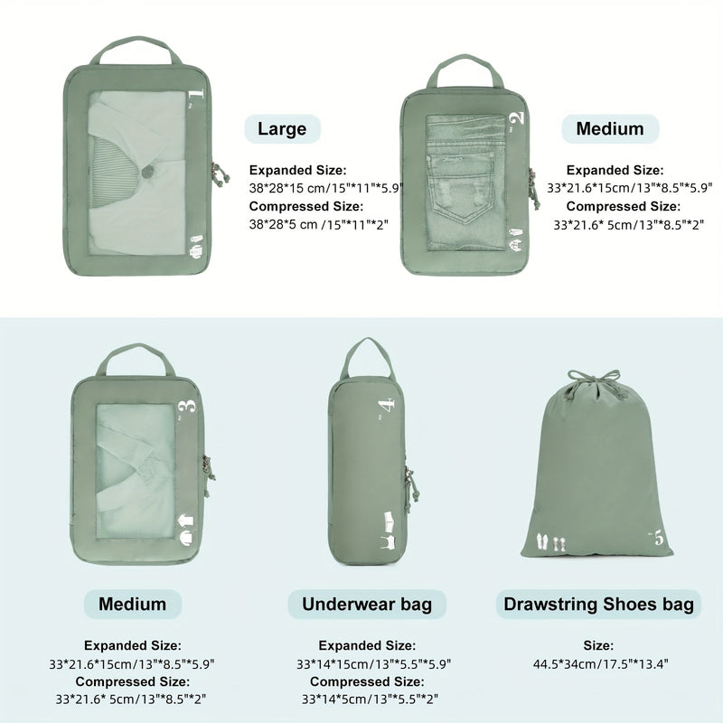 TravelSmart Compressie Reisorganizer Set – Efficiënte Bagageoplossing