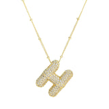 Dames Ketting – Initial Hanger – Fonkelende Stenen – Verfijnde Schakelketting – Statement Sieraad