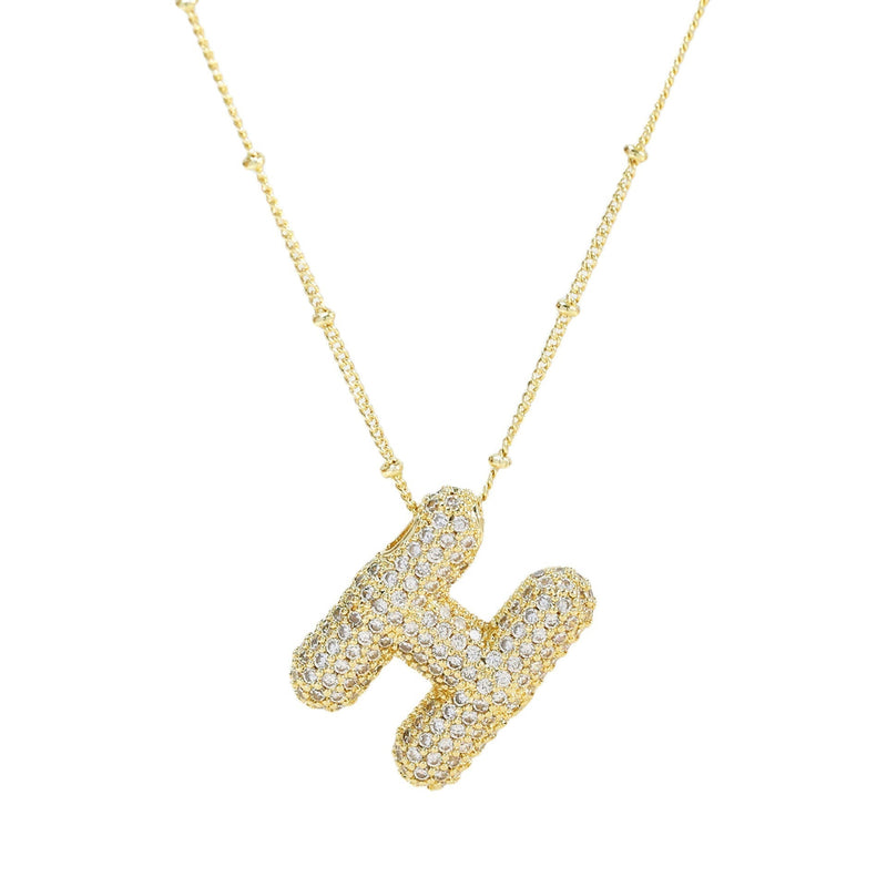 Dames Ketting – Initial Hanger – Fonkelende Stenen – Verfijnde Schakelketting – Statement Sieraad