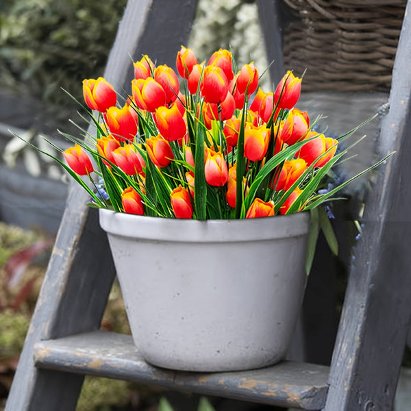 Set van 6 Bundels Kunst Tulpen – UV-bestendig en Realistisch voor Tuin- en Interieurdecoratie
