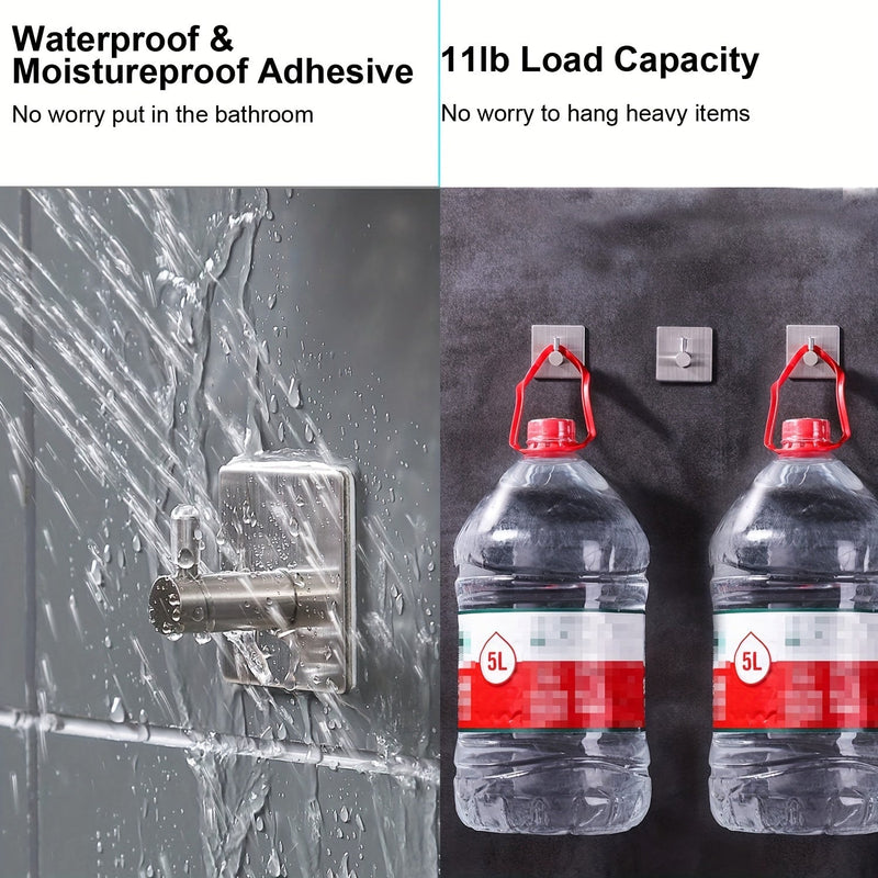 4-delige Zelfklevende RVS Wandhaak Set – Minimalistisch, Krachtig en Waterbestendig