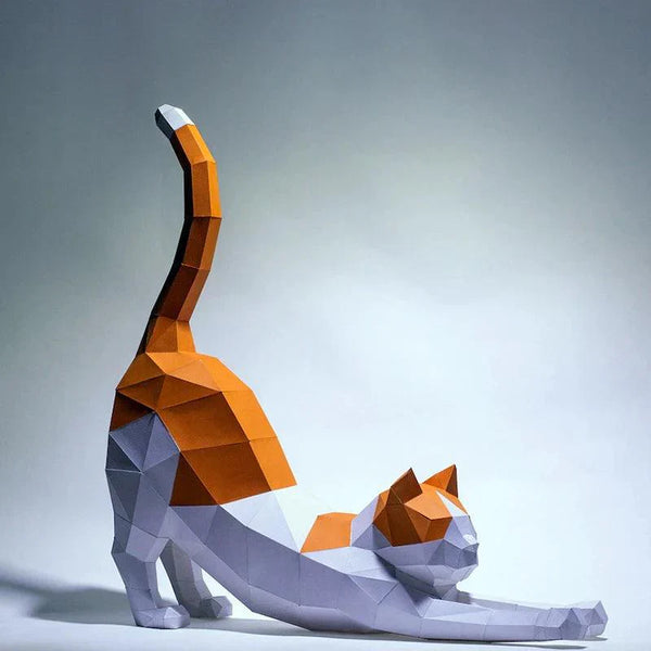 3D Papercraft Kat Decor - DIY Knutselproject - 62cm Grootte
