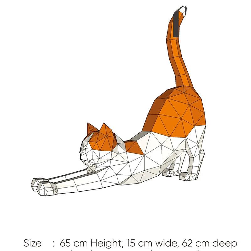 3D Papercraft Kat Decor - DIY Knutselproject - 62cm Grootte