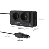 Compacte 200W Auto Omvormer – Dubbele Stopcontacten & Quad USB