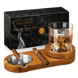 Creatieve Sigaren Asbak en Whiskey Glas Tray - Het Perfecte Vaderdag Cadeau of Relatiegeschenk