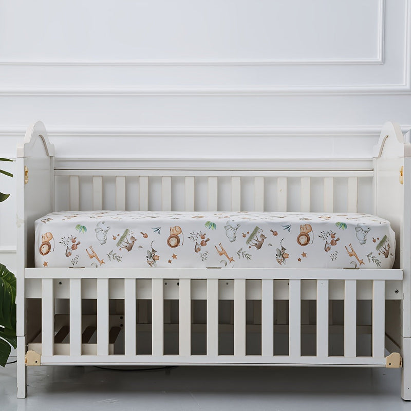 Zachte Dierenprint Wieg Lakens – 4-Delige Set voor Comfort en Stijl in de Babykamer
