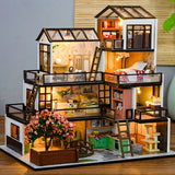 Miniatuur Villa 3D Puzzel Kit – Handgemaakt Model met LED Verlichting en Gedetailleerd Interieur