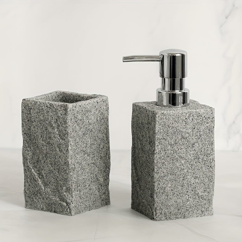 Grijze Resin Badkamer Set – Luxe Set van 4 Stuks voor een Elegante Badkamer