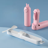 Mini Handheld Ventilator – 2-in-1 USB Oplaadbare Fan met Schattige Konijnvorm voor Reizen en Zomer