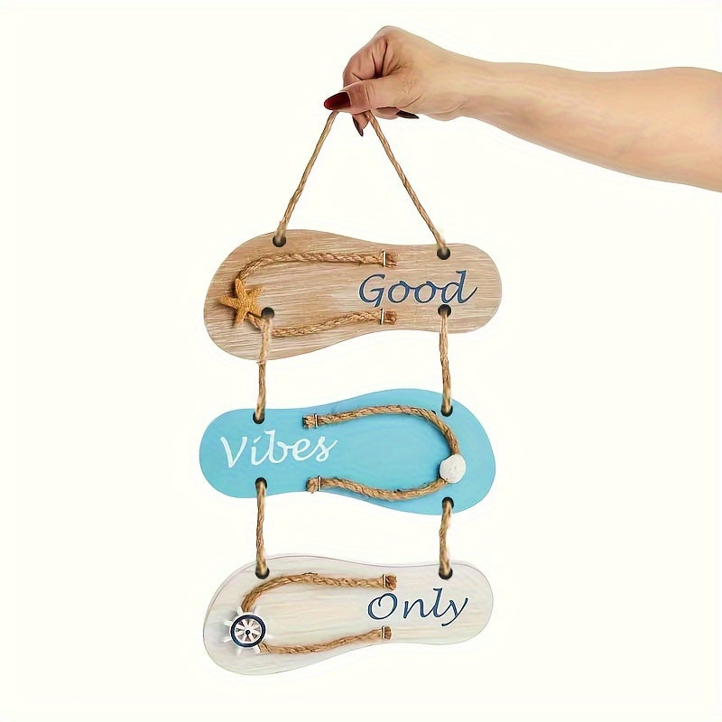 Houten Flip-Flop Wanddecoratie - Nautische Stijl voor een Zomerse Uitstraling