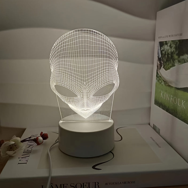 3D Alienhoofd LED Tafellamp met 7 Kleuren - Lunaris