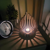 Boheemse Lotus Kaarsenhouder – Handgemaakt Laagjes Hout Ontwerp