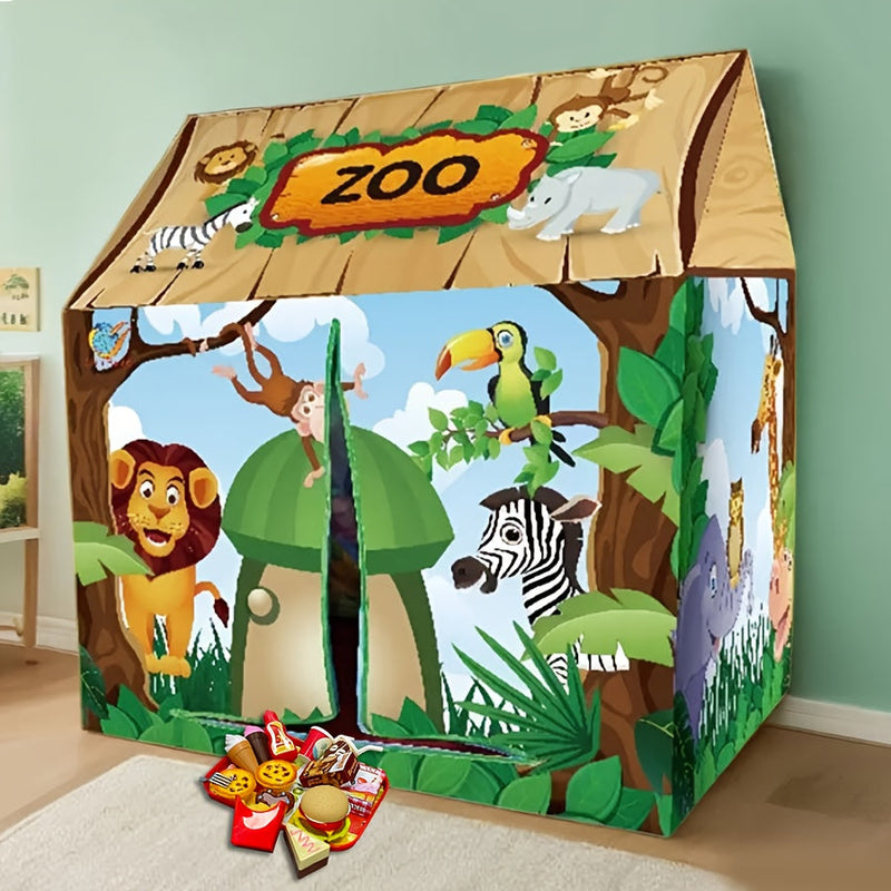 Safari Jungle Speeltent - Dieren Thema Speelhuis met Burgerpakket Speelgoed