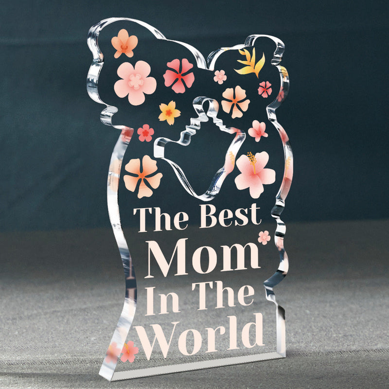Acryl Plakkaat voor de Beste Moeder in de Wereld – Moeder en Dochter Knuffel
