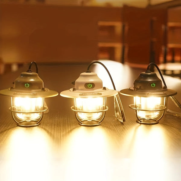 Vintage LED Campinglantaarn - Oplaadbaar en Duurzaam voor Buitenavonturen