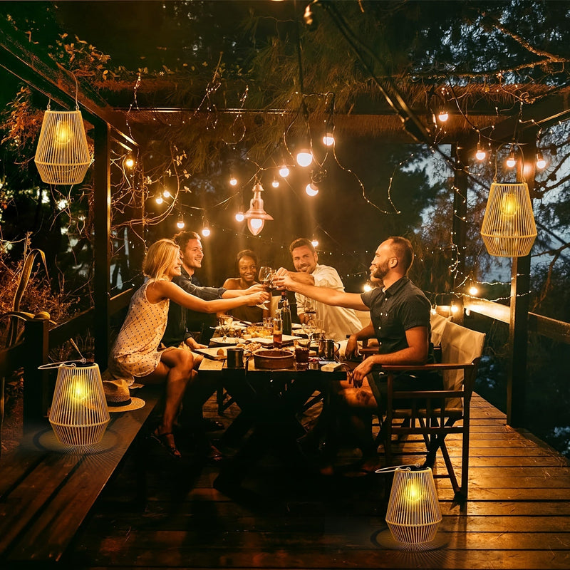 Zonne-energie Woven Lantaarns – Elegante Hangende Verlichting voor Tuin en Patio