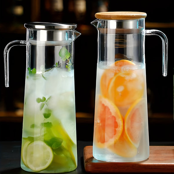 Glazen Waterkan met Deksel – Ideaal voor Sap, Bubble Tea en Verfrissende Zomerdranken