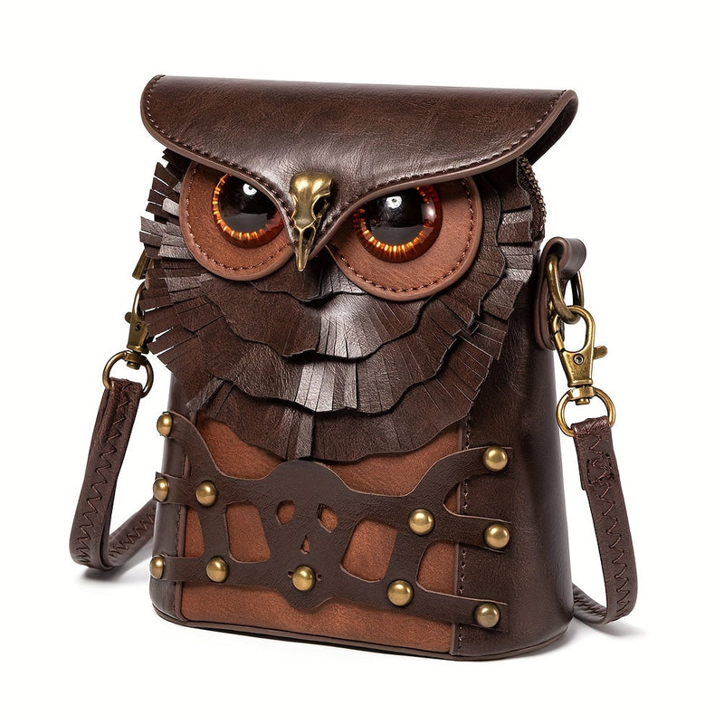 Steampunk Uil Mini Schoudertas – Stoer en Functioneel