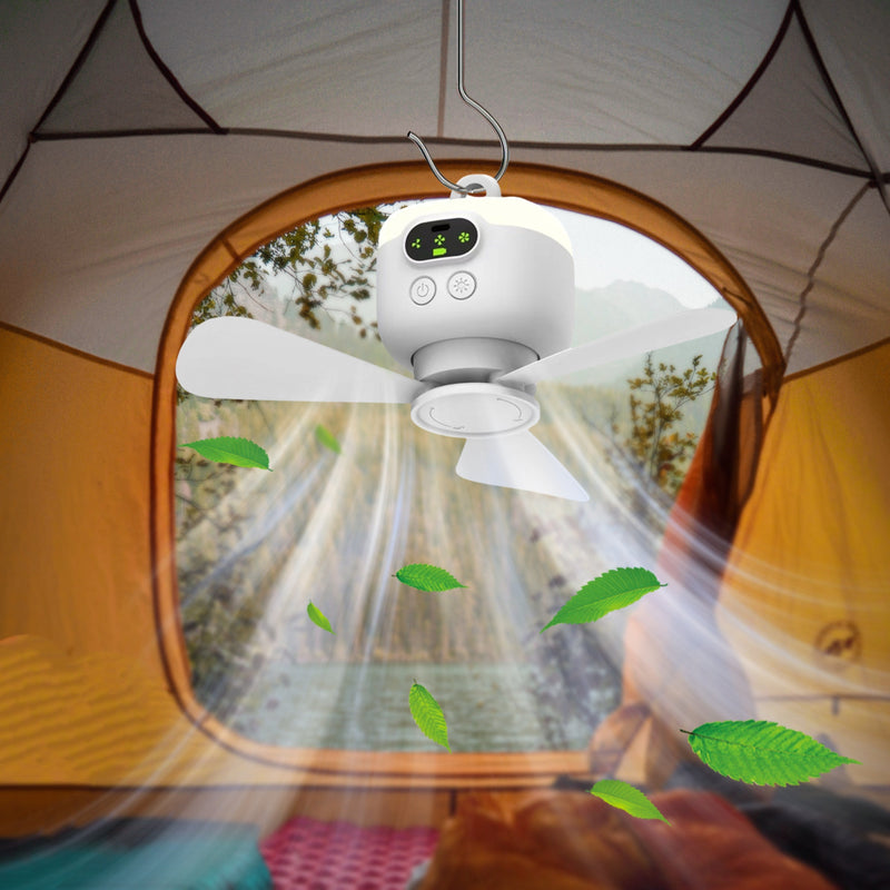 Draagbare Campingventilator met Verlichting – Oplaadbaar en Met Afstandsbediening voor Buiten