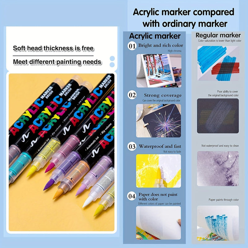 72 Kleuren Acrylverf Markers – Perfect voor Creatief Schilderen op Diverse Oppervlakken