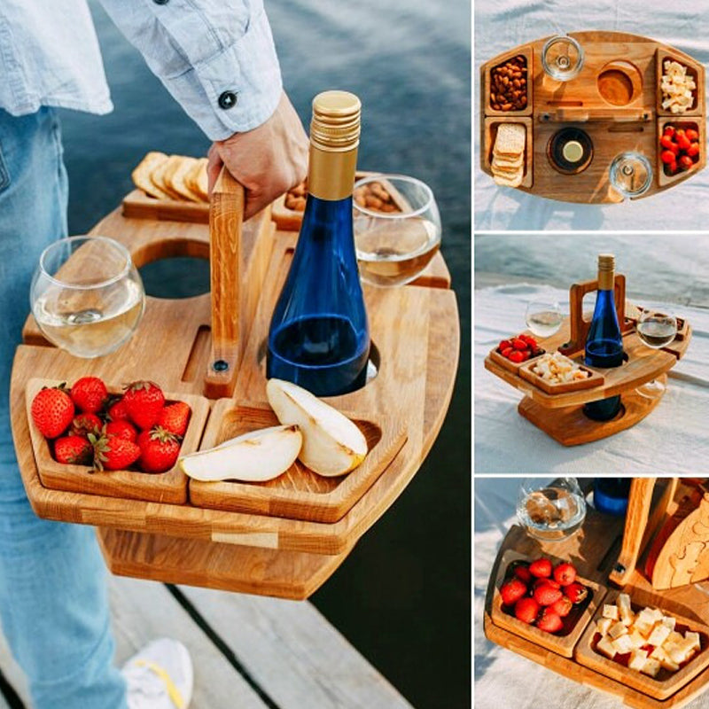 Draagbare Houten Picknick Wijn Tafel – WineNest