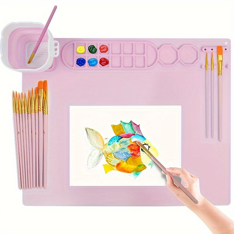 Siliconen Schildermat met Palet en Penseelhouder – Duurzaam en Flexibel