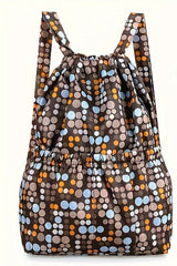 Geometrische Nylon Rugzak met Koordsluiting – Perfect voor Reizen en Sportieve Activiteiten