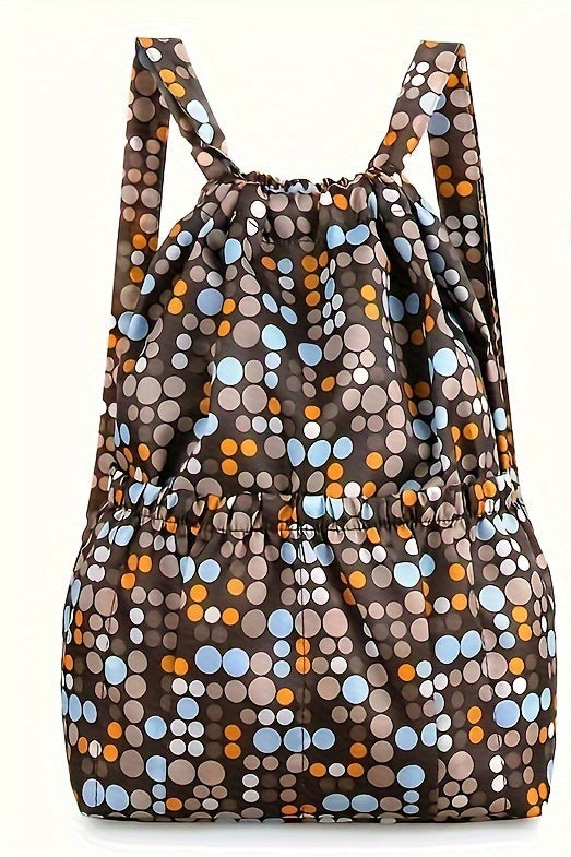 Geometrische Nylon Rugzak met Koordsluiting – Perfect voor Reizen en Sportieve Activiteiten