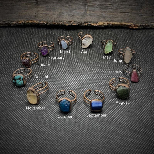 Natuurlijke Ruwe Steen Verjaardagsring – Selina