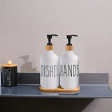 Moderne Zeepdispenser met Houten Plateau - Voor Een Stijlvolle Badkamer