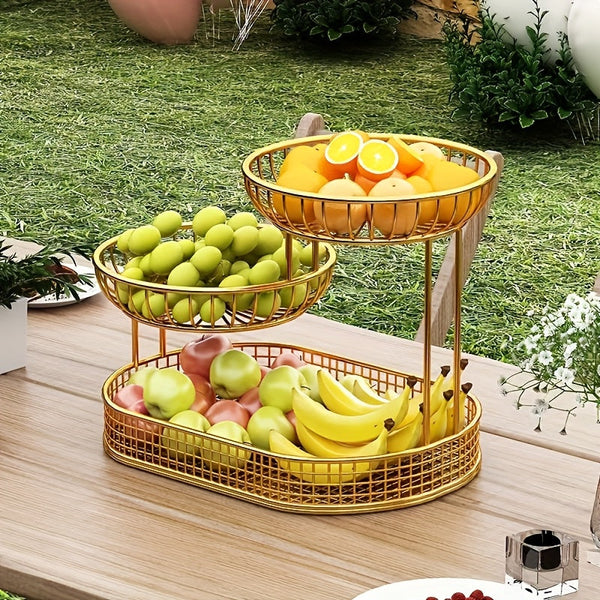 GoldenTier 3-Laags Fruitmand – Elegant en Praktisch