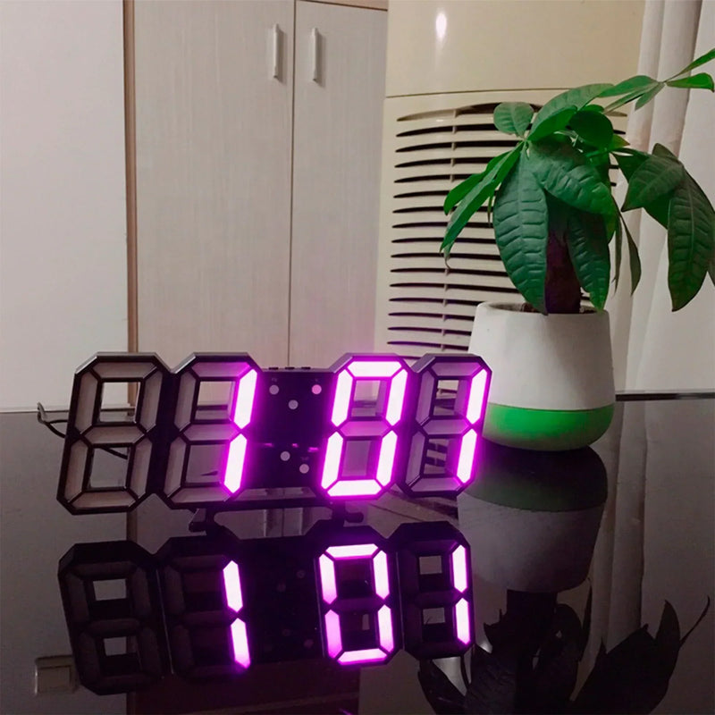 Digitale 3D LED Wandklok – Modern ontwerp met dimfunctie en optimale zichtbaarheid