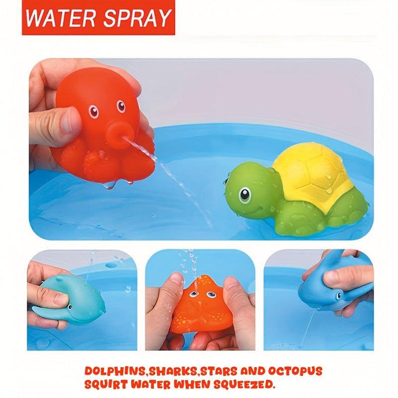 Bad Speelgoed Set met Netten – Drijvende Zeewezens en Water Spuiters